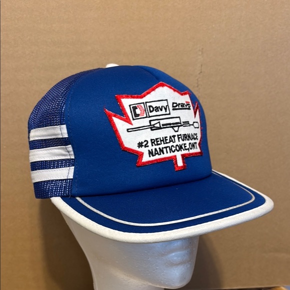 Blue and White Trucker Hat three stripe SnapBack Davy furnace Ontario